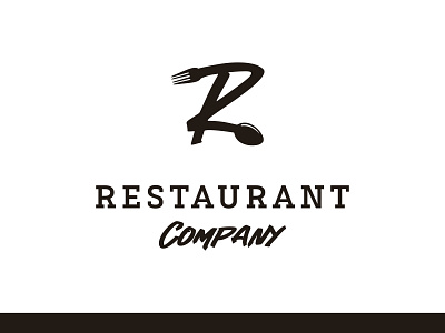 Initial Letter R with Spoon Fork for Restaurant logo design