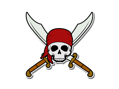 Pirates Skull with Crossing Swords Vintage Boat Ship Sailor logo badge bandana blade bone carribean crossed design icon idea illustration label logo ocean pirate skull smart sword symbol vector viking