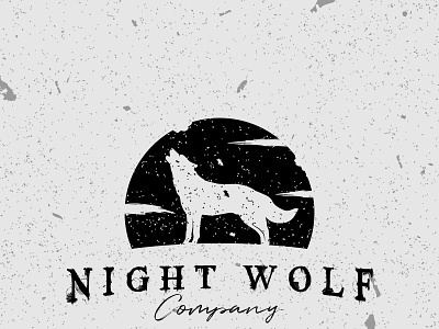 Roaring Wolf Dog Coyote Sunset Rustic Vintage Silhouette badge company coyote dark design dog grunge icon logo moon mystery natural night roar roaring silhouette symbol twilight vector wolf