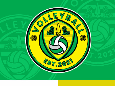 Volleyball Badge With Lion And Spear Logo