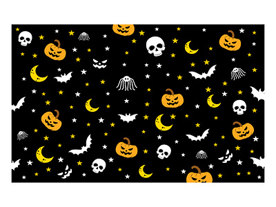 Halloween Seamless Pattern autumn background bat black bone cartoon celebration creepy cute dark death decor