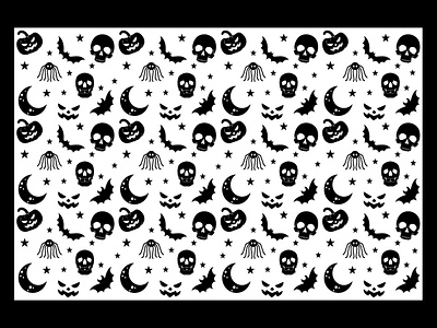 Halloween Seamless Pattern autumn backdrop background banner bat black black and white bone boo celebration character creepy