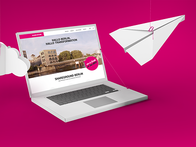 Shareground Visuals cloud laptop magenta papercraft paperplane