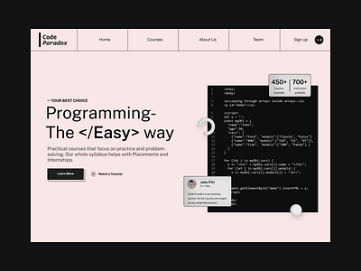 CodeParadox - Online Programming Learning Platform UI Design appdesign design figma graphic design illustration minimalism programming prototype ui uiux ux visual design webdesign website wireframe