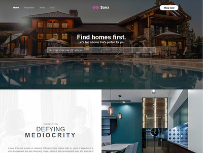 Property Listing website landing page branding graphic design ui