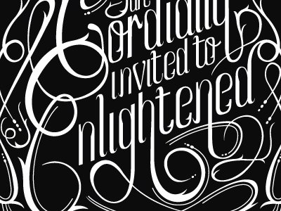Enlightened Invitations black blackwhite design exhibition fancy script typography
