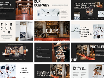 CULTR High End Premium Gym Pitch Deck Design brand design brand system classy design system gym brand health and wellness high end investor deck luxury pitch deck premium sales deck