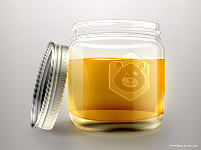 Honey Glass bear design glass honey jar lemon one lemonution product design sandblasted sandblasting