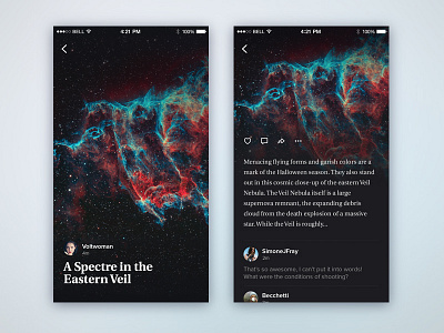 Space app / Event Description app comment date icons ios iphone mobile post space ui ux