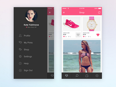 Sidebar / Items app icons ios iphone mobile pink shop sidebar ui ux