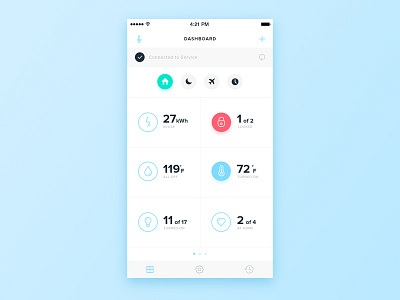 Smart Home / Dashboard app clean dashboard icons ios iphone mobile smarthome ui ux wireframe