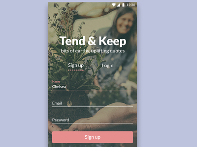 DailyUI #001 - Sign Up android challenge daily daily ui garden gradient input labels sign up text field ui
