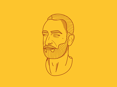 Self portrait beard illustration illustrator lineart rebound shadows vector yellow