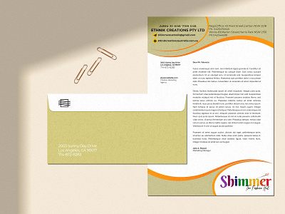 Shimmer Letter Pad australia cream design envelope fashion filipina graphic graphic design hut illustrator letter pad photoshop shimmer sydney