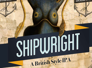 Shipwright beer label sea creature typography weird