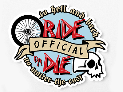 Official Ride or Die Emblem badge best friend bff biker emblem logo motorcycle club punk rock rideordie skull sticker