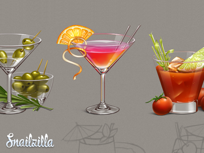 Cocktails art game icons