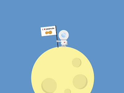 Moon landing astronaut flag flatdesign illustration moon peanuts space vector