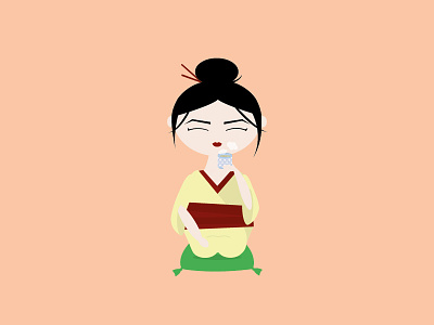 Geisha Tea Time geisha illustration illustrator japanese tea vector