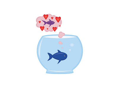 Patient Love aquarium fish flatdesign illustration love vector water