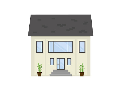 White House bamboo flat design home house illustration illustrator