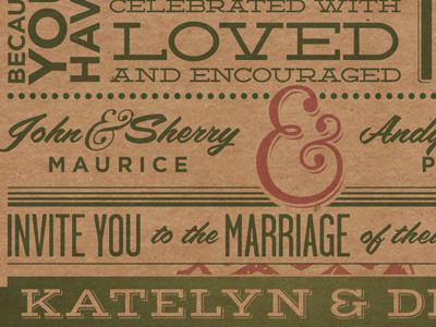 Wedding Invites deming filmotype garage gothic gotham kraft paper quaver typography