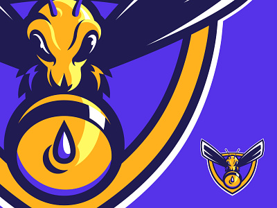 Hornet Graphic bee graphic hornet logo purple sheild sports t-shirt