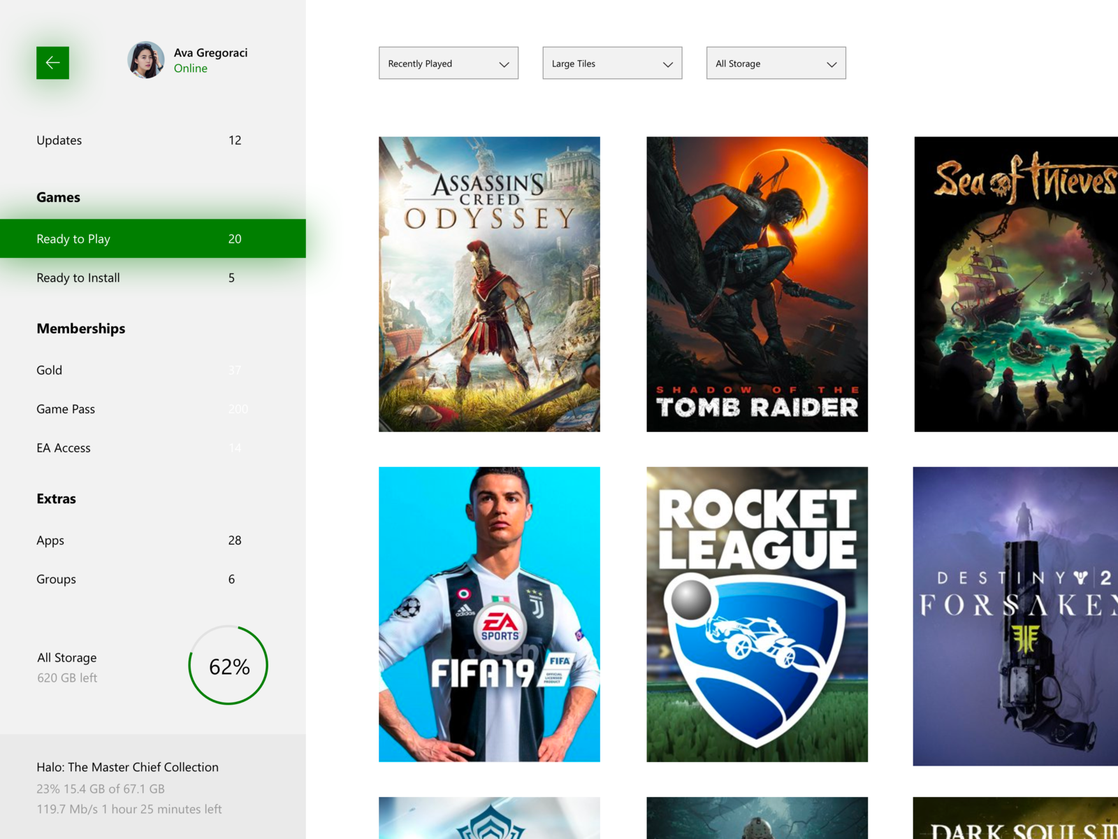 My Games & Apps Xbox Dashboard Update by Jordan on Dribbble