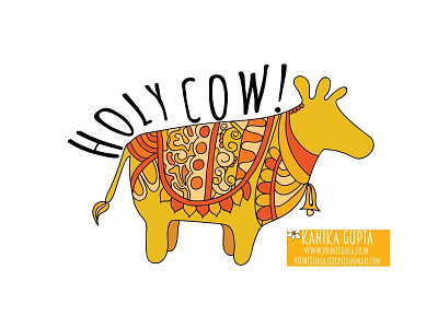 Holy Cow - Graphic design animal cow drawing funny graphic design holy cow imaginative kid imagination orange ornamental reimagined sketch surprise vector art vector illustration yellow