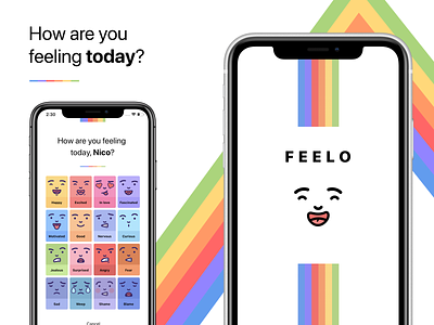 Feelo App app cards design iphone x life lifestyle mobile screen splash ui