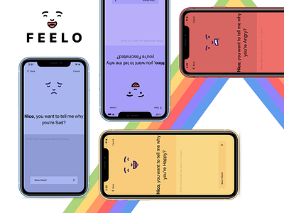 Feelo App - P2 app design emotions iphone x life lifestyle mobile ui