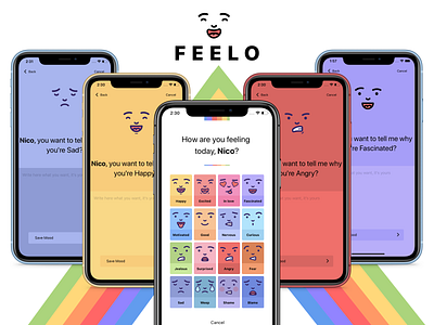 Feelo App - P3 app cards design form iphone x life lifestyle mobile screens ui