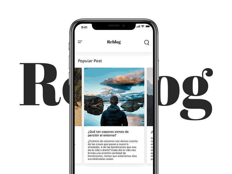 Reblog - Interaction [Concept] app blog concept design invisionstudio iphonex mobile app re-design reblog sketch typography ui ux