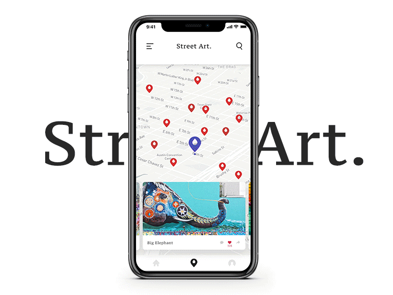 Street Art - Map [Concept Interaction] concept design inteaction invision studio iphone x map mobile sketch street art ui