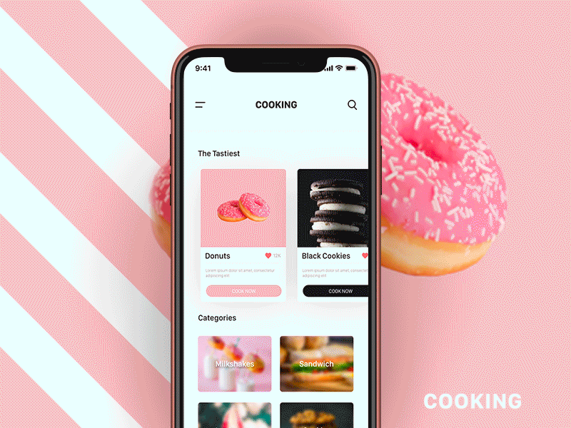 Cooking App - Auto Animate XD adobe xd animation app concept cooking app design iphone x iphonex iphonexr mobile ui ux