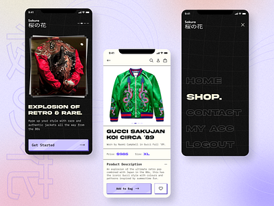 Sakura Clothing for Retro and Rare jackets - neubrutalism @ec app branding design graphic design illustration logo motion graphics typography ui ux vector