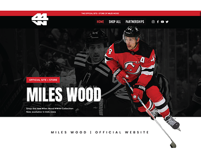Miles Wood Official Website | New Jersey Devils athlete website branding design hockey website identity logo logo design player website typography website