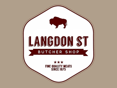 Langdon Street Butcher Shop branding buffalo butcher logo logo design