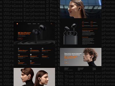 Redesign of the promo page for Mi True Wireless Earphones 2 Pro branding design earphones graphic design identity logo mi true ui ux web design