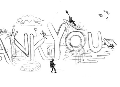 Thank You activity exercise greeting health outdoors pencil sketch thank you water