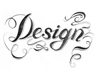 Ornamental Script design drop line lettering ornamental pencil script swirly