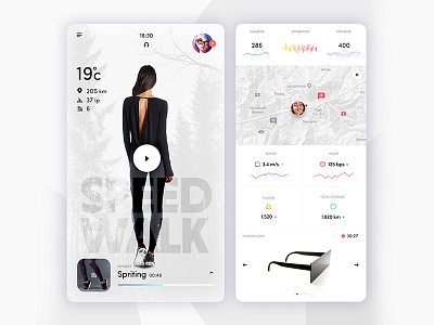 Augmented Workout App ar augmented reality clean dashboard data exercise fit infographics iphone x map ui white