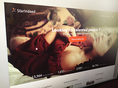 Starindeed Website buttons casting chart fashion feed header homepage logo orange star statistics topmodels typography ui web website