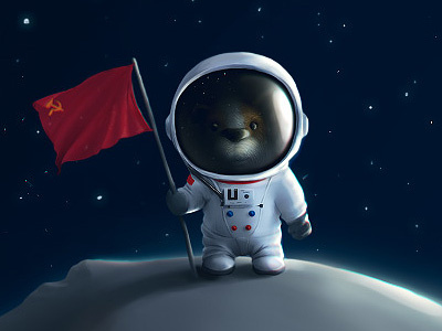 Strelka cosmonaut dog illustration space