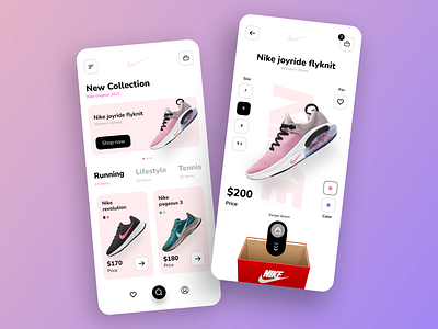 Nike women's shoes app ui design