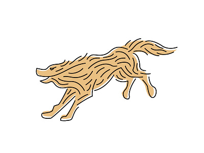 Running Wolf animal black clean gold icon illustration linework running simple thicklines wolf