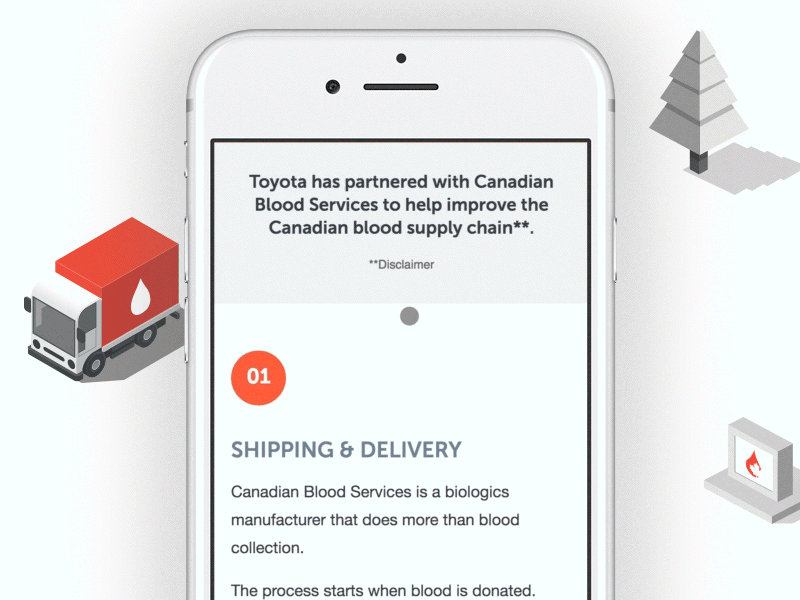 Toyota & Canadian Blood Services Process mobile uiux illustrations automotive toyota animation