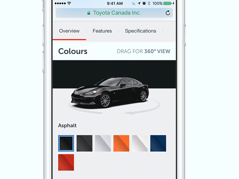 Mobile Colour Picker UI animation automotive interface design mobile ui user experience