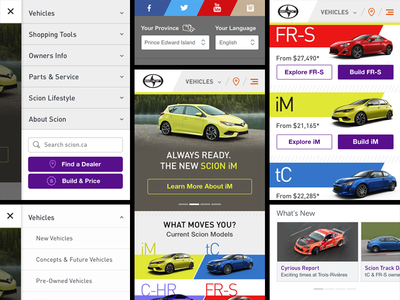 Scion Homepage Mobile