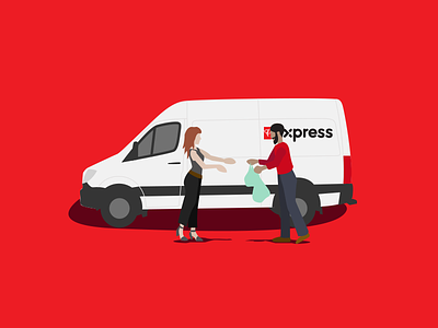 PC Express Illustrations flat groceries illustration people uiux